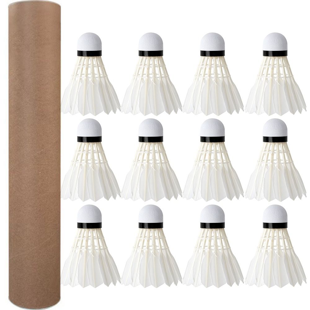 Feather Shuttlecock - 12Pcs Professional White Goose Feather Badminton